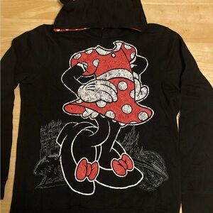 Disney Parks Large Authentic Minnie Mouse Sweatshirt Hoodie With Ears Bow